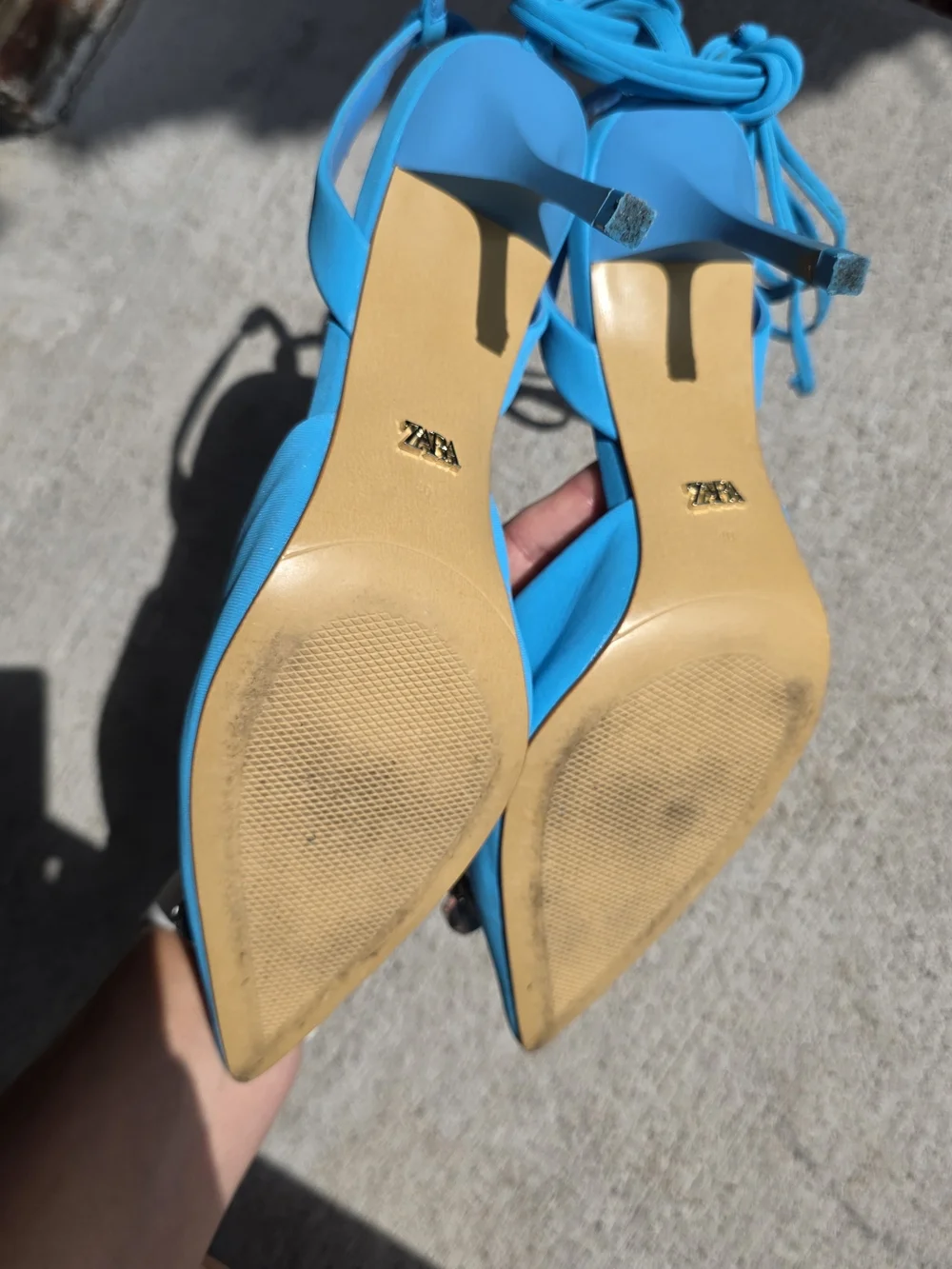 Zara Bright Blue Crystal Embellished Pointed Toe Slingbacks